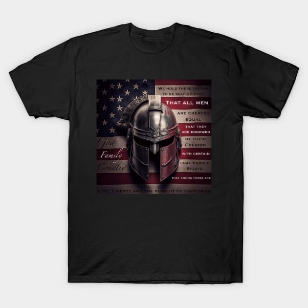 Spartan Helm Declaration of Independence T-Shirt by Jades-Corner